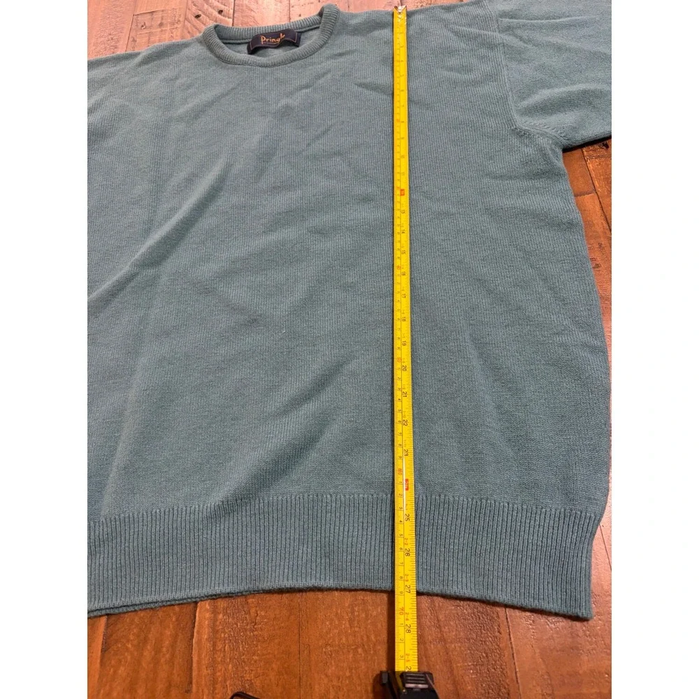 Pringle of Scotland Mens Large Teal Pure New Wool Crewneck Sweater Made Scotland - Picture 6 of 10